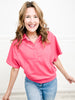 Give Me All Your Love Short Sleeve Collared Top with Snap Button Neckline-Group B