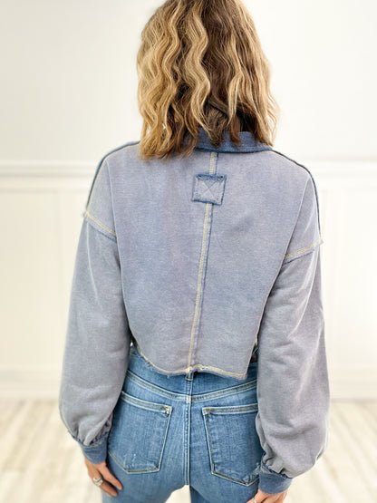Cropped French Terry Polo Top