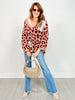 V-Neck Long Sleeve Leopard Print Sweater