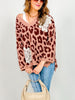 V-Neck Long Sleeve Leopard Print Sweater