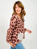 V-Neck Long Sleeve Leopard Print Sweater