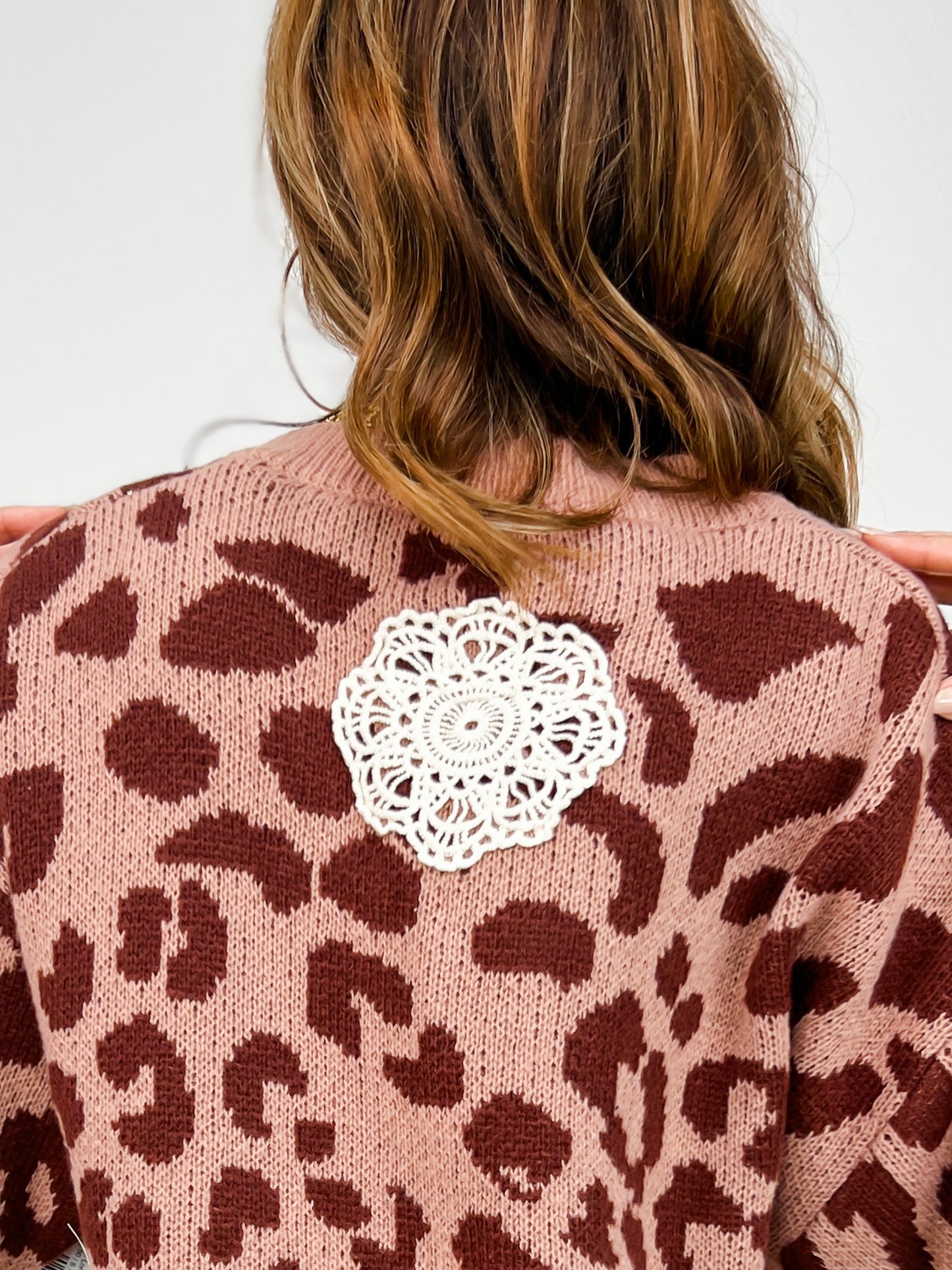 V-Neck Long Sleeve Leopard Print Sweater