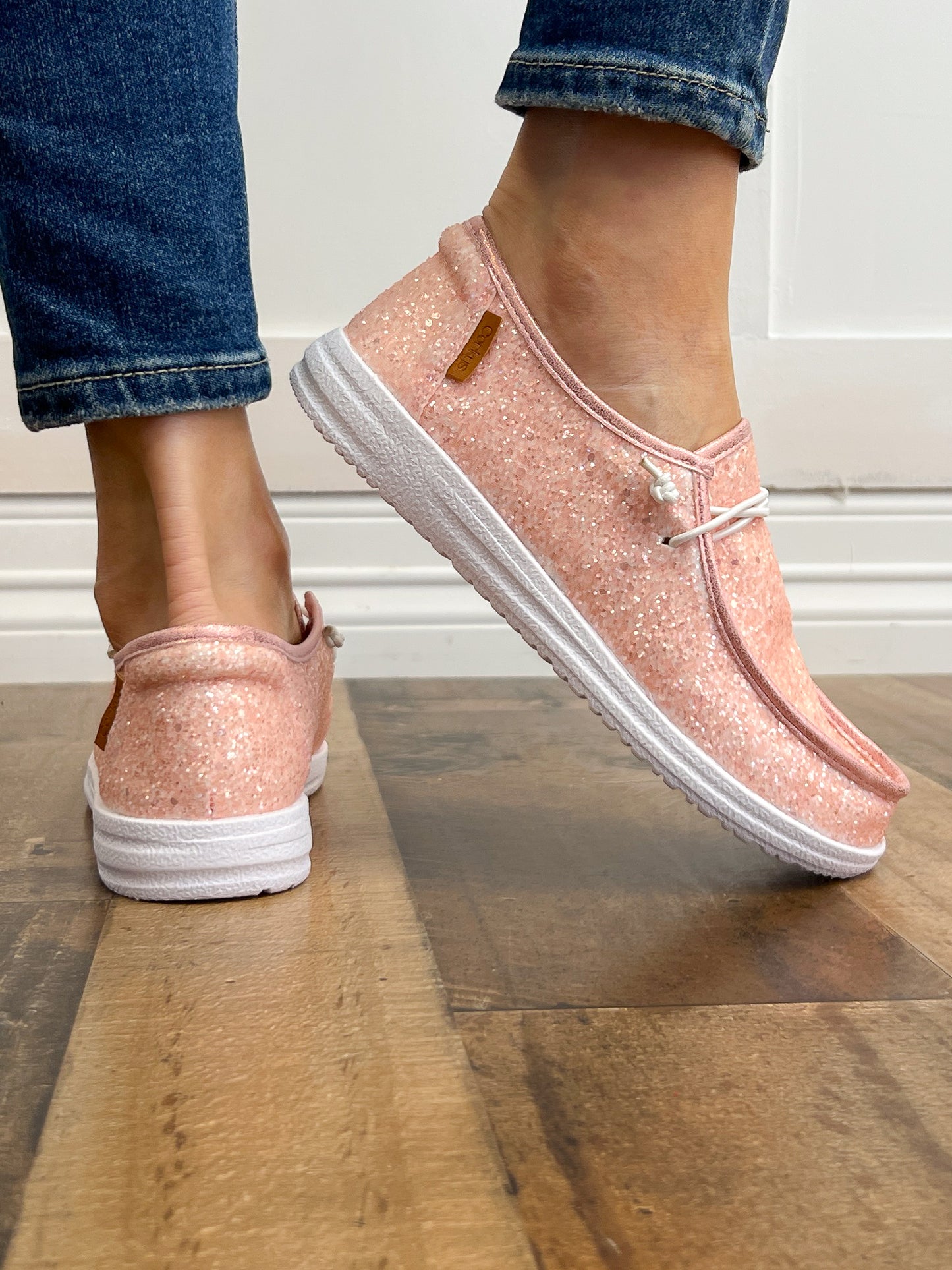 Corkys Kayak Light Pink Glitter Slip-On Shoes