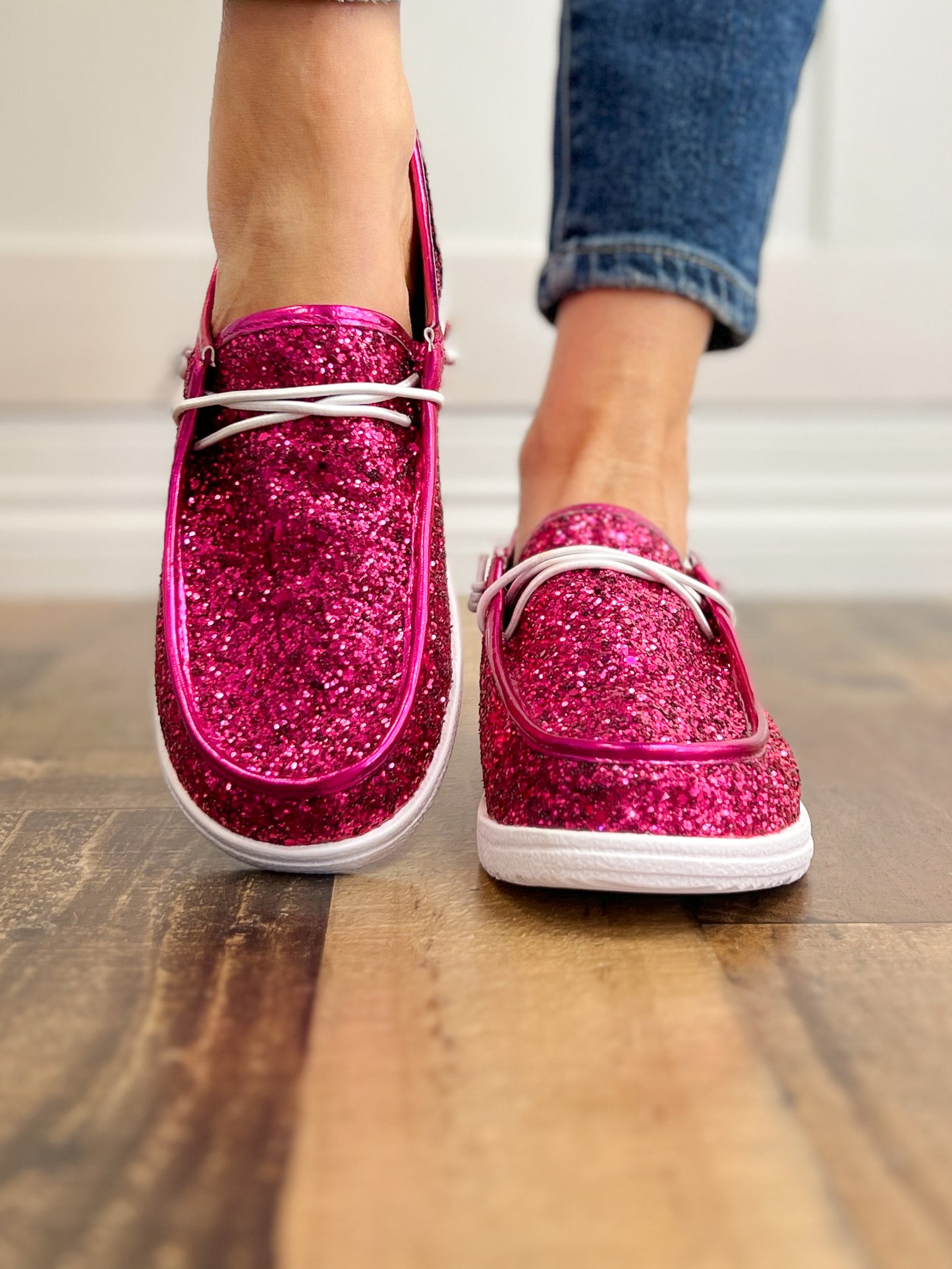 Corkys Kayak Fuchsia Glitter Slip-Ons