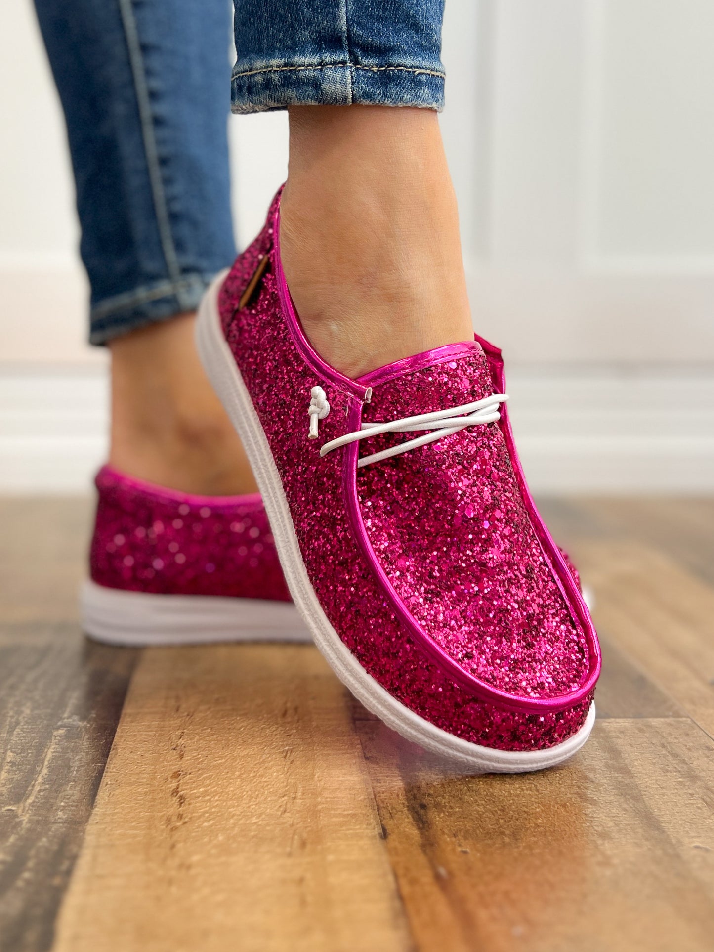 Corkys Kayak Fuchsia Glitter Slip-Ons