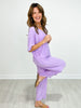 Cabana V-Neckline Tunic Top with Loose Wide Leg Pants Set in Lilac