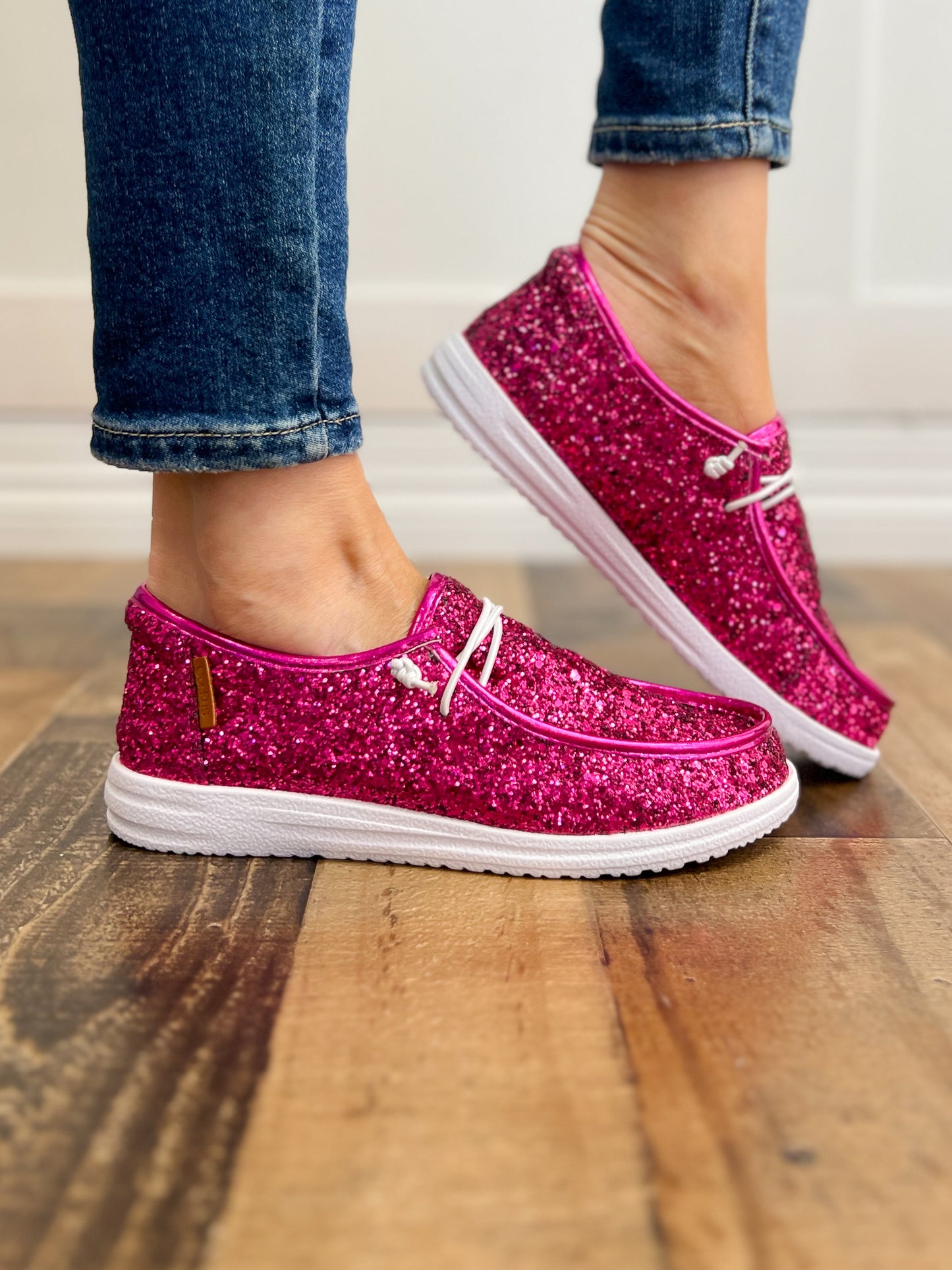 Corkys Kayak Fuchsia Glitter Slip-Ons