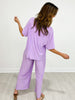 Cabana V-Neckline Tunic Top with Loose Wide Leg Pants Set in Lilac
