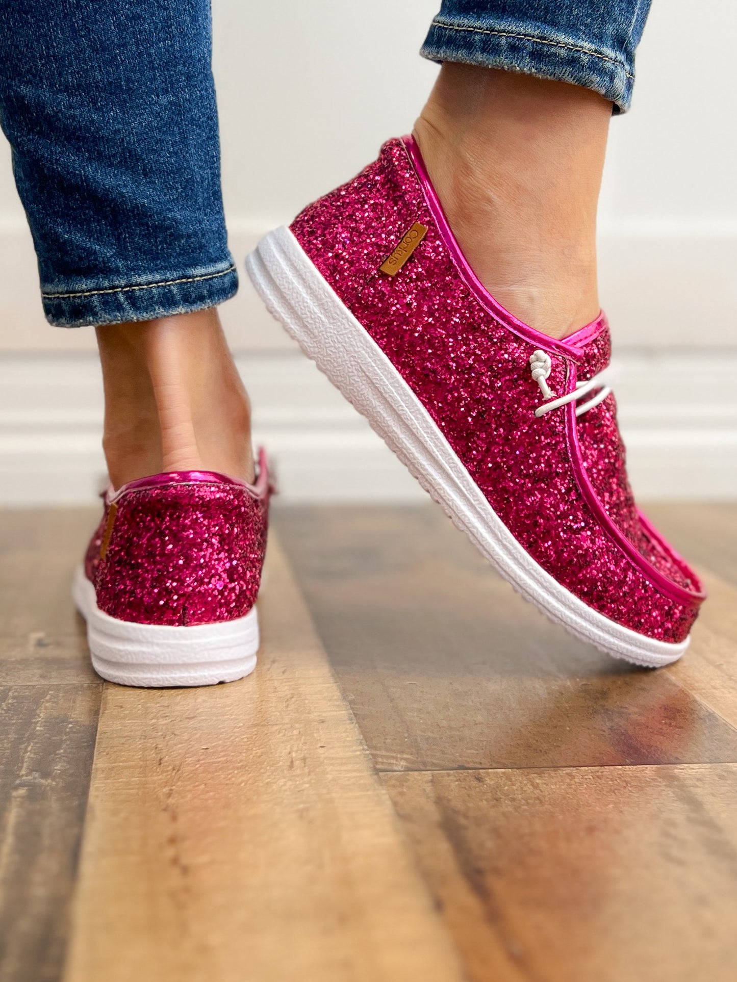 Corkys Kayak Fuchsia Glitter Slip-Ons