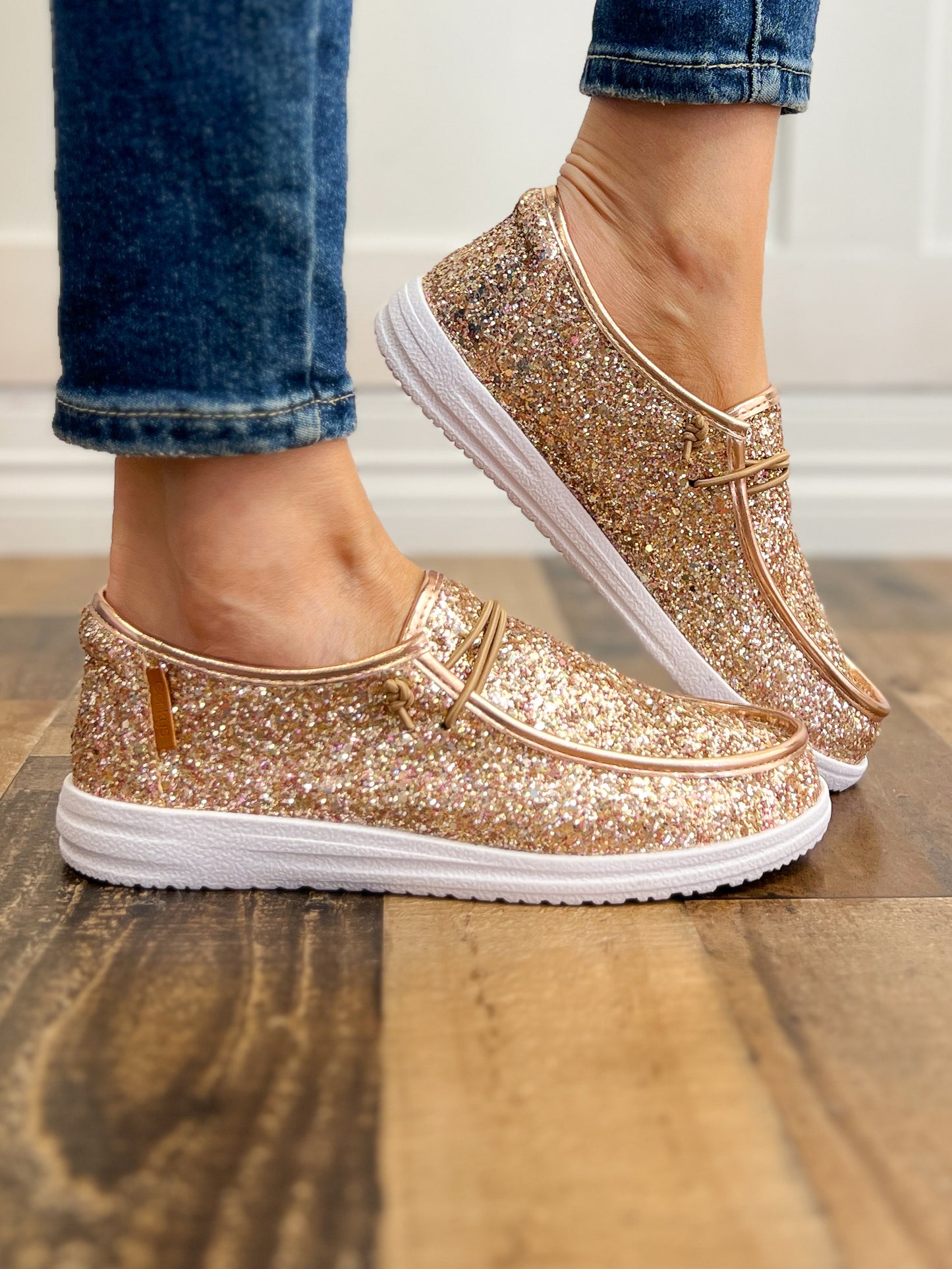 Corkys Kayak Rose Gold Glitter Slip-On Shoes