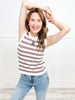 Tied Together Striped Crew Neck Sleeveless Sweater Top