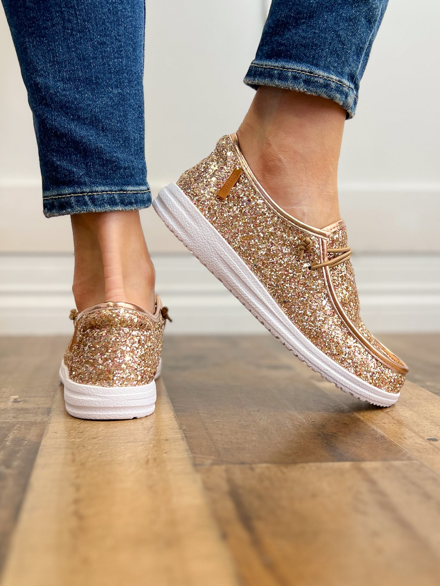 Corkys Kayak Rose Gold Glitter Slip-On Shoes