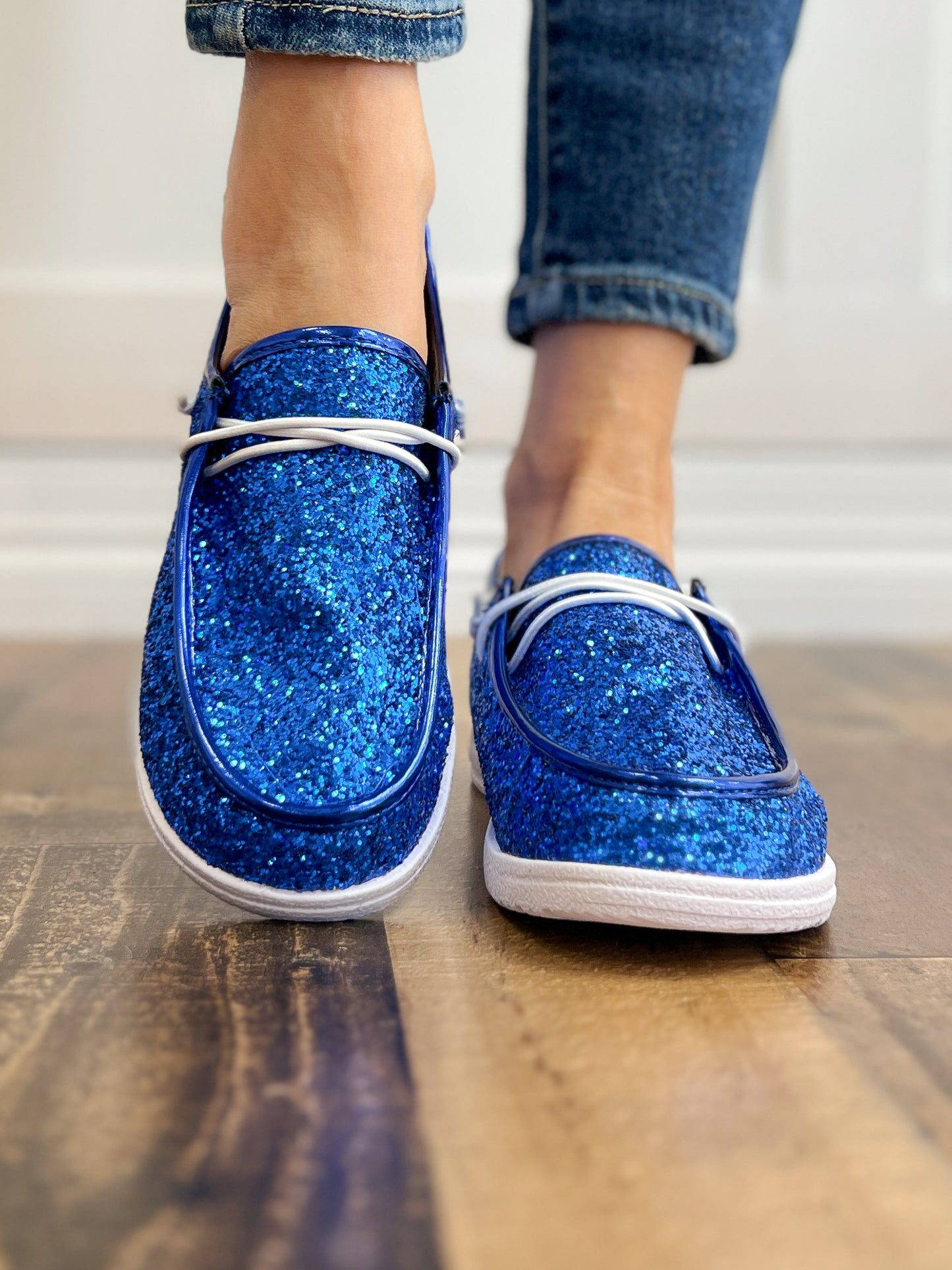 Corkys Kayak Electric Blue Glitter Slip-On Shoes