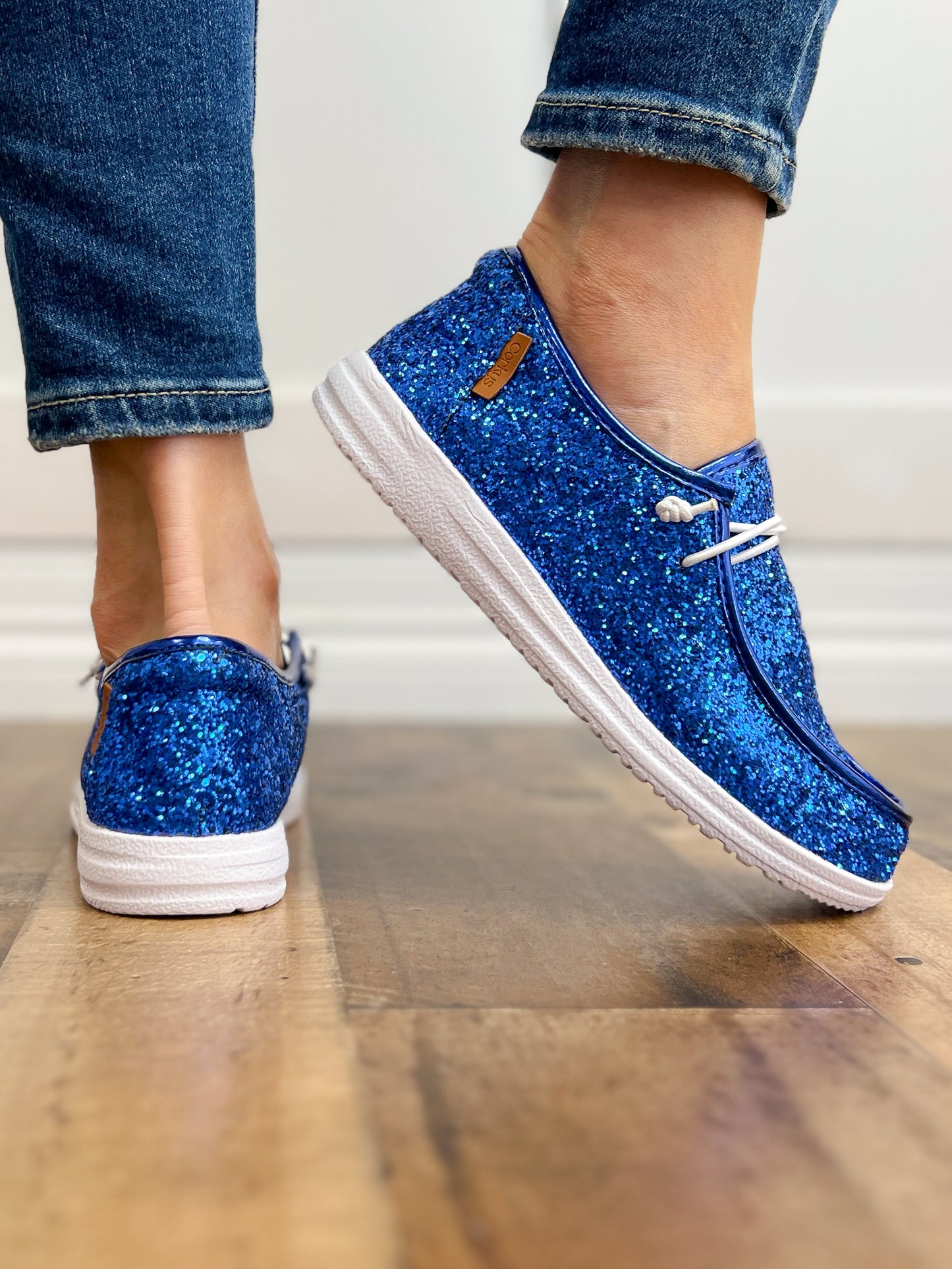 Corkys Kayak Electric Blue Glitter Slip-On Shoes