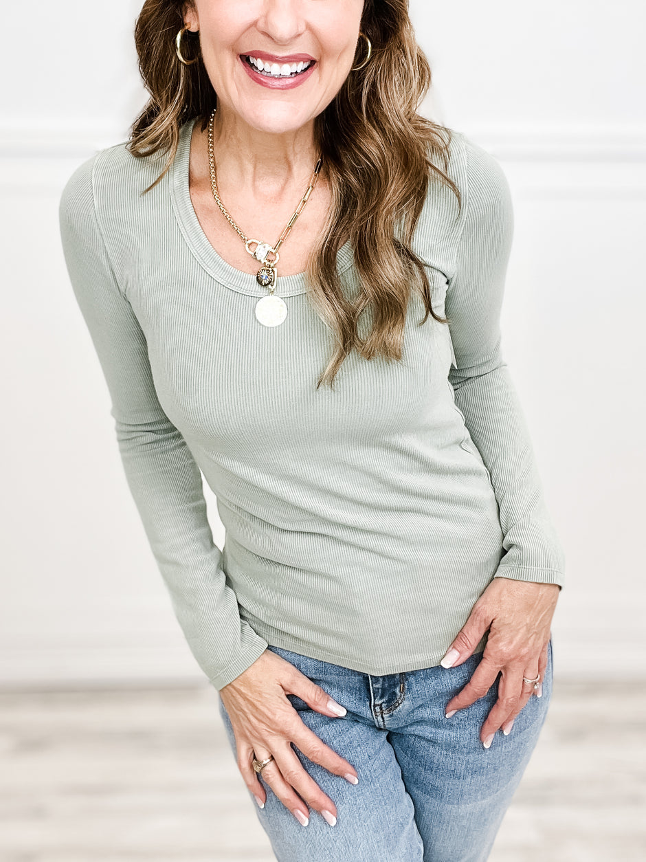 One More Day Ultra Soft Scoop Neck Long Sleeve Top