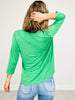 V-Neck Poly Blend 3/4" Sleeve Top in Kelly Green