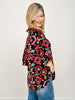 Lizzy 3/4 Bell Sleeve Top in Black Aztec Print
