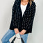 Open Cardigan Chenille Sweater with Pearl Detail