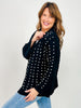 Open Cardigan Chenille Sweater with Pearl Detail