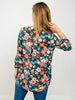 Lizzy 3/4 Bell Sleeve Top in Hunter Green Floral Print