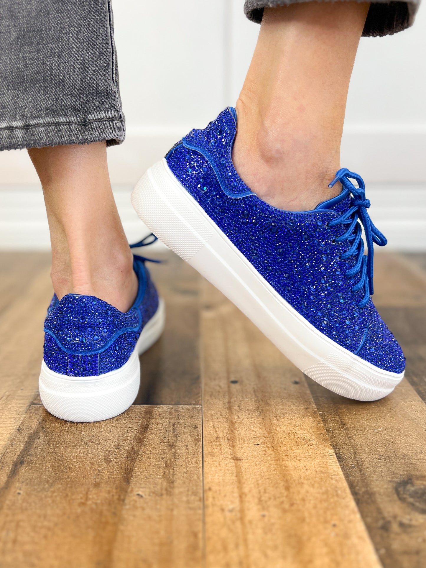 Corkys Bedazzle Rhinestone Sneaker in Electric Blue