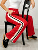 Butter Soft Side Contrast Straight Pant in Red
