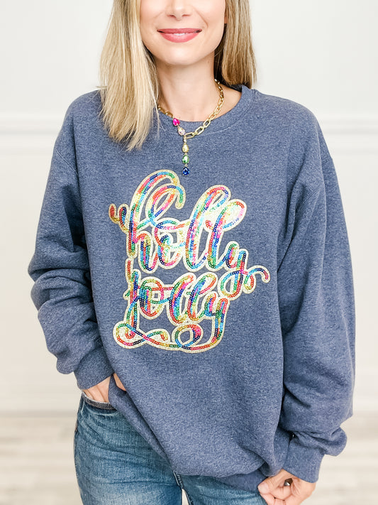 Holly Jolly Sequin Sweatshirt Top