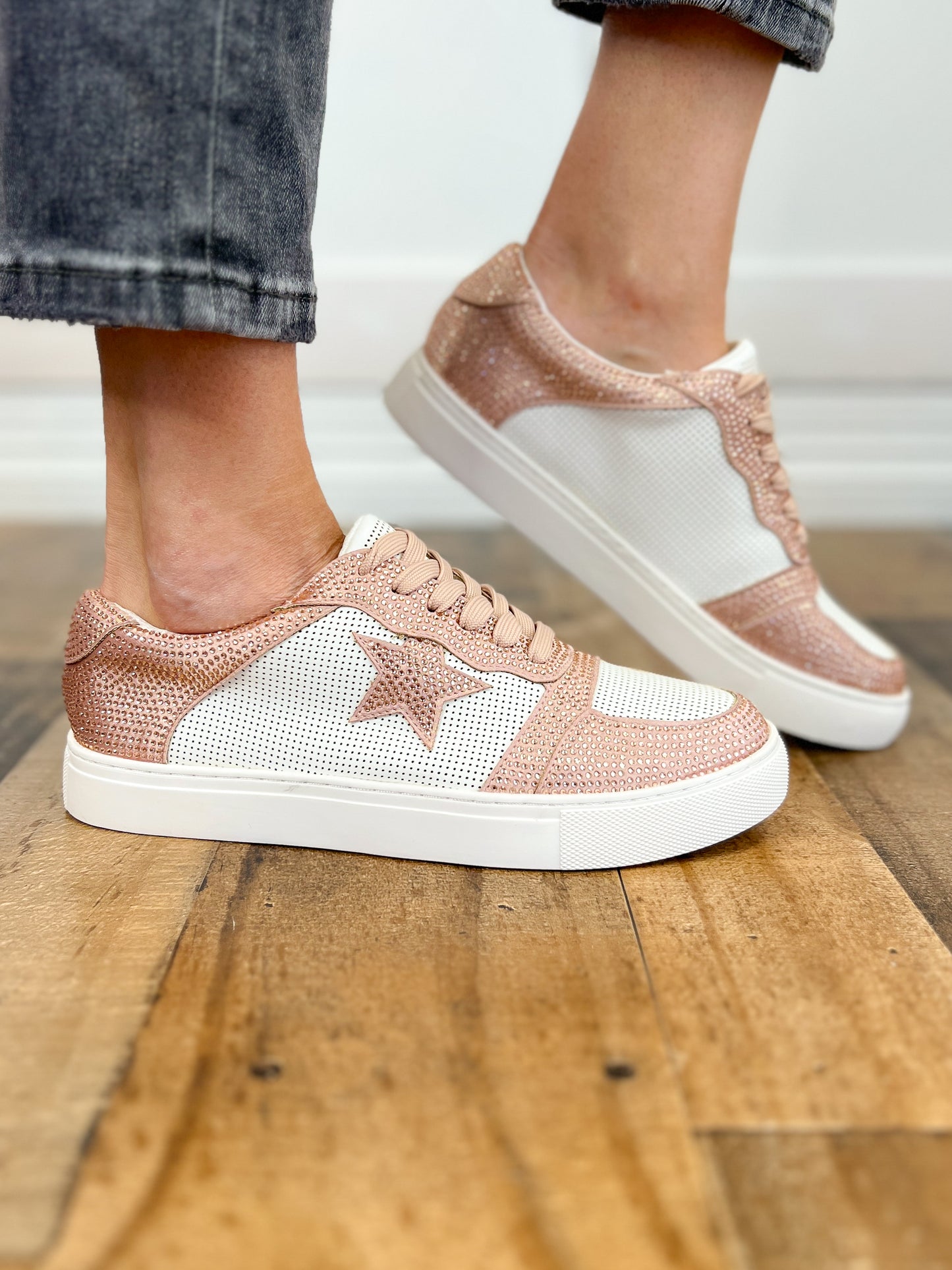 Corkys Legendary Tennis Shoes in Blush Crystals