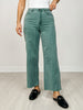 Polka Dot Washed Twill Stretch Cropped Pants in Teal Green