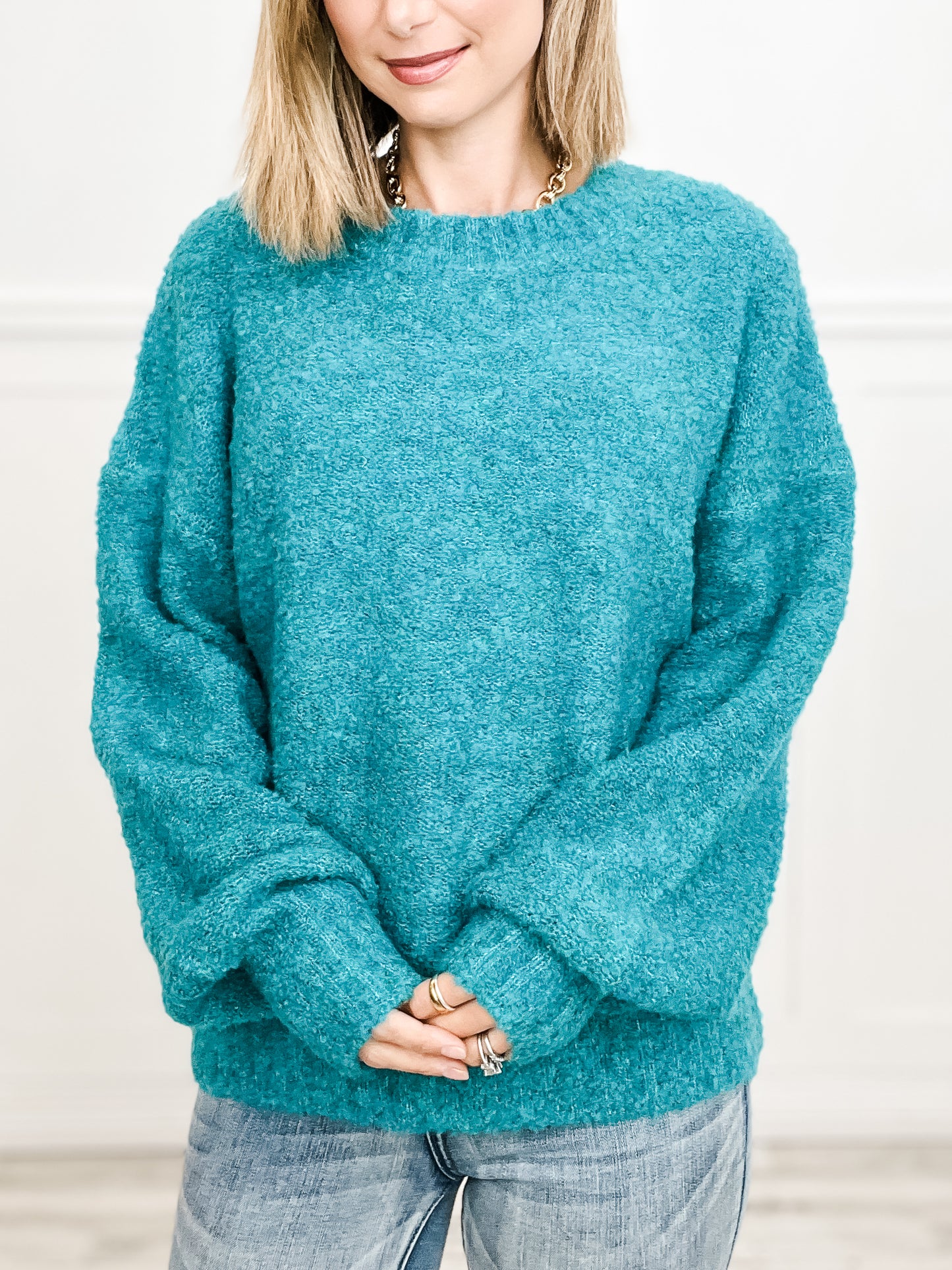 All The Comfort Fuzzy Long Sleeve Sweater Top