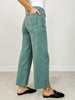 Polka Dot Washed Twill Stretch Cropped Pants in Teal Green