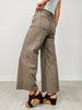 Polka Dot Washed Twill Stretch Cropped Pants in Mocha