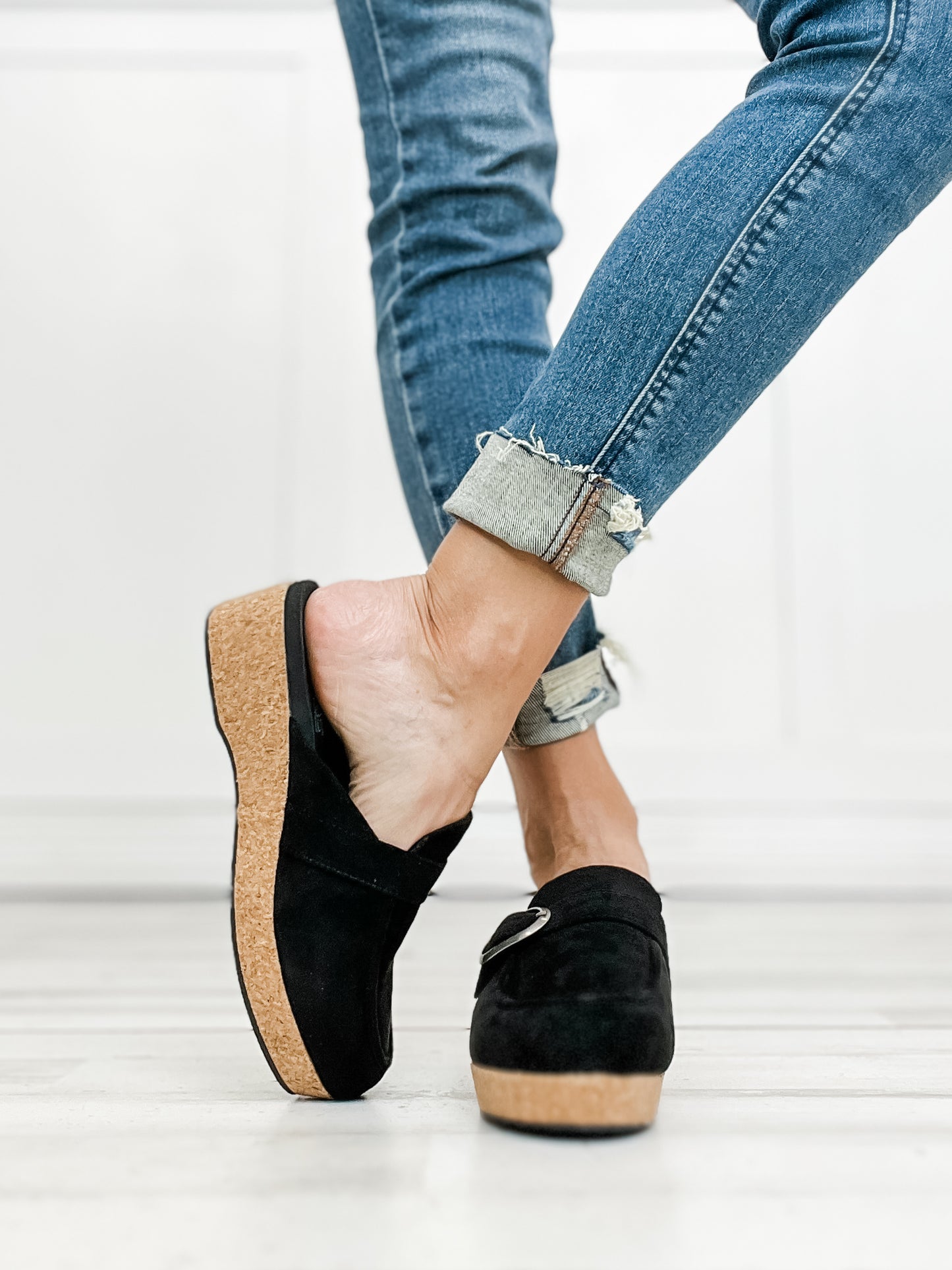 Corkys All Get Out Slides in Black Faux Suede