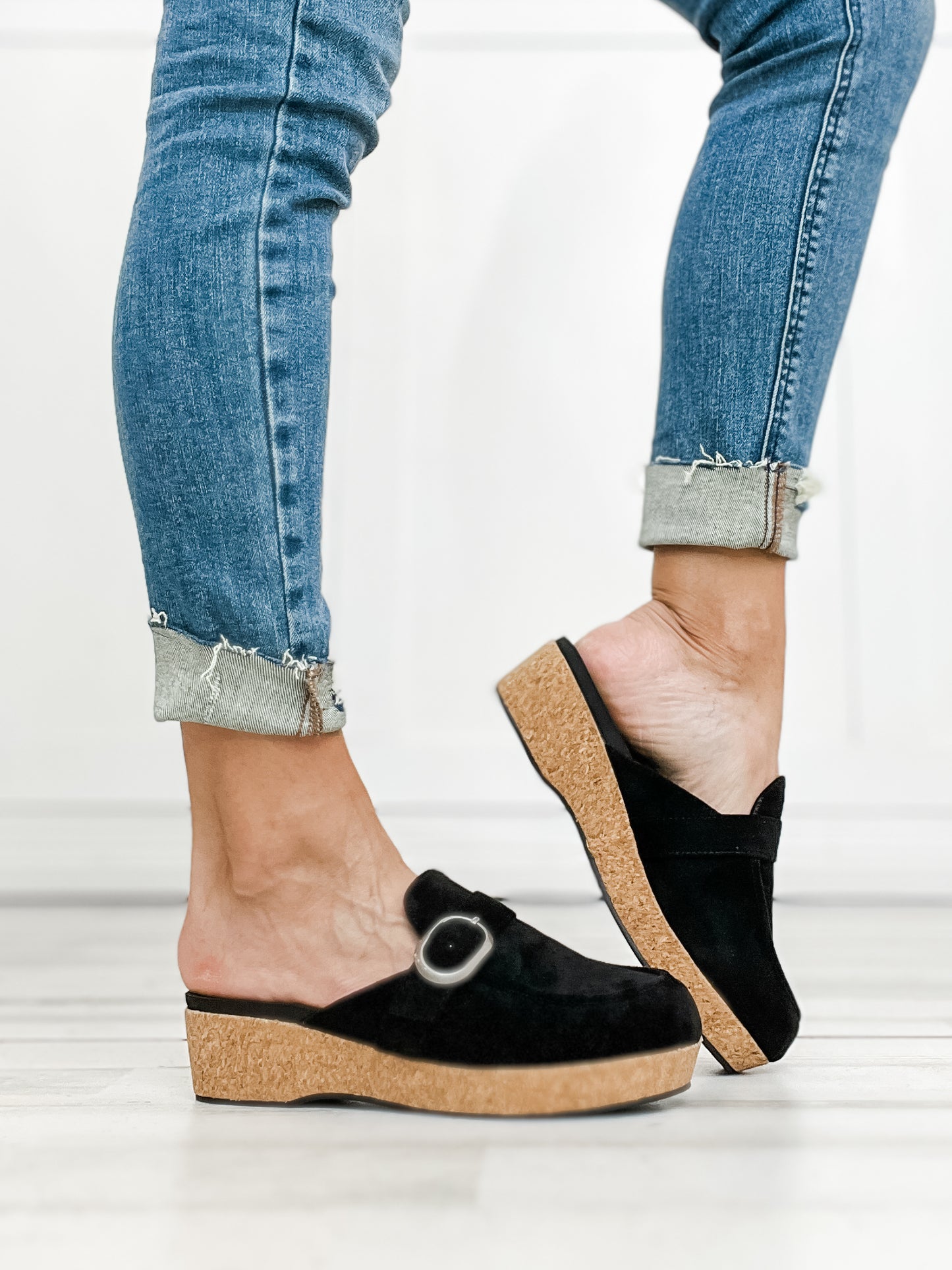 Corkys All Get Out Slides in Black Faux Suede