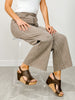 Polka Dot Washed Twill Stretch Cropped Pants in Mocha