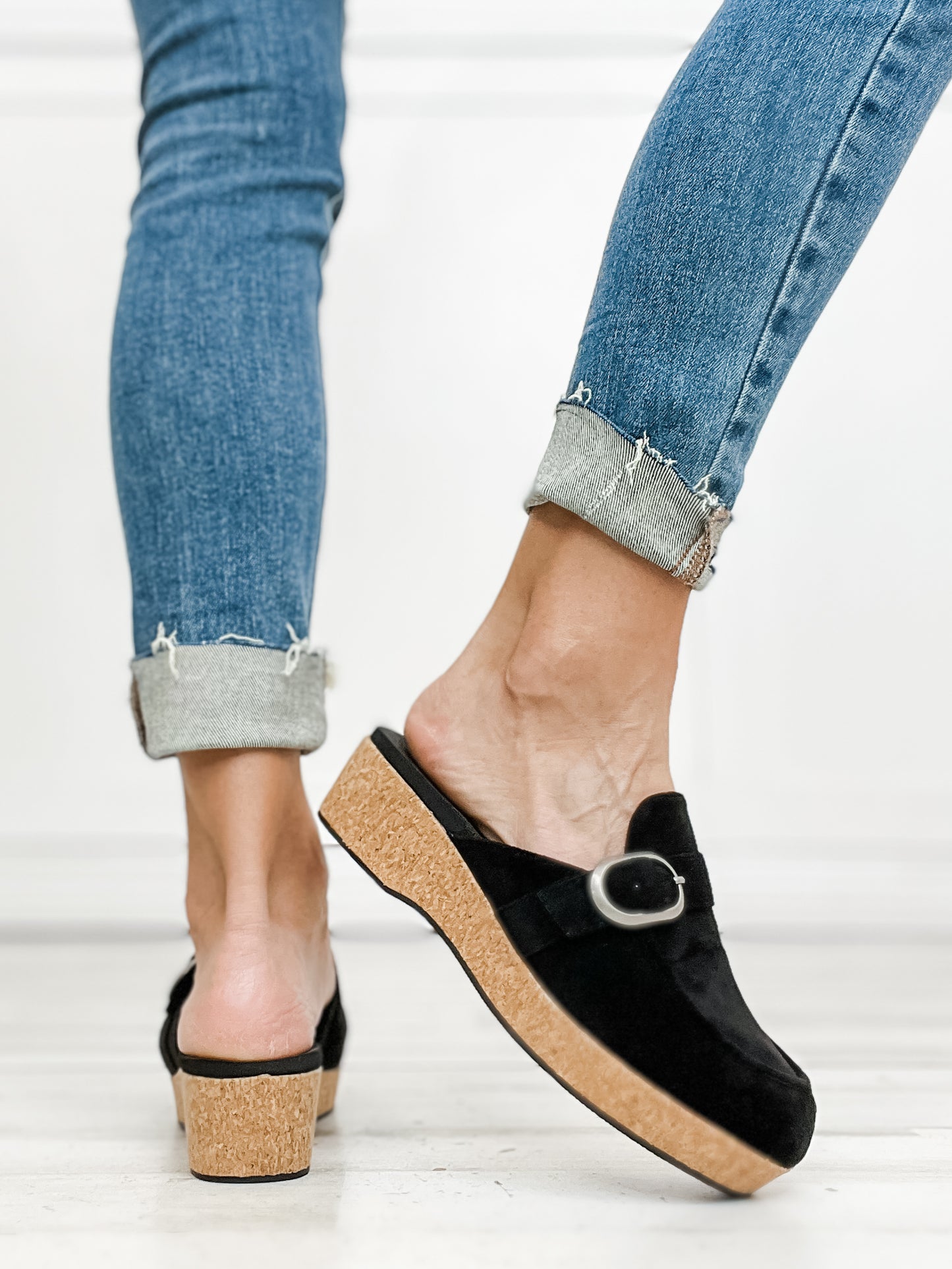 Corkys All Get Out Slides in Black Faux Suede