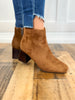 Corkys Felicia Block Heel Boots in Chestnut Suede