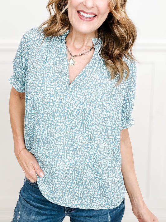 Move On Up Textured Print Top