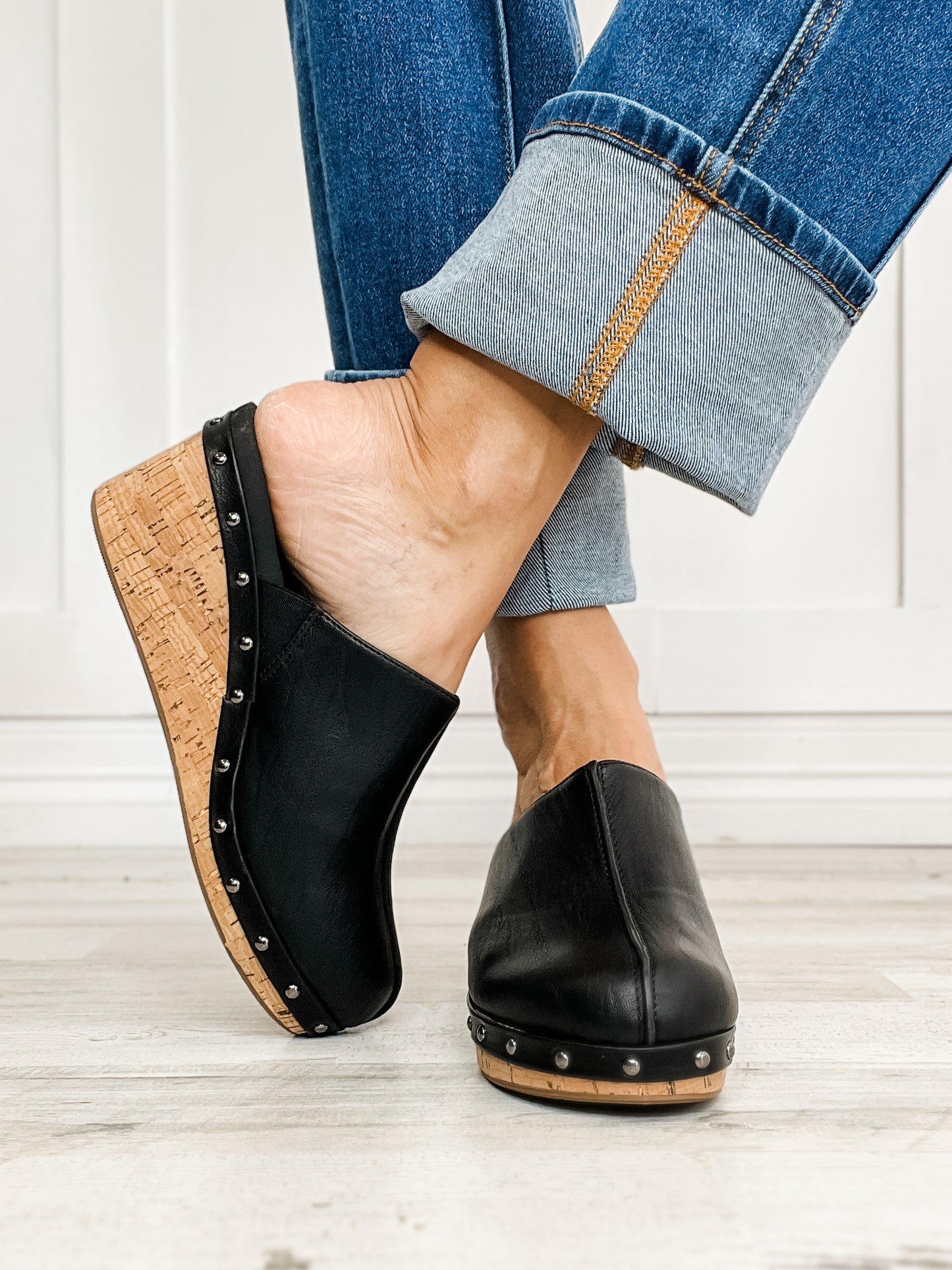 Corkys Marley Cork Wedge Clogs in Black