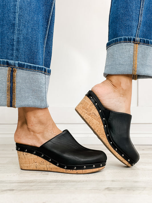 Corkys Marley Cork Wedge Clogs in Black