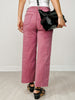 Polka Dot Washed Twill Stretch Cropped Pants in Mulberry