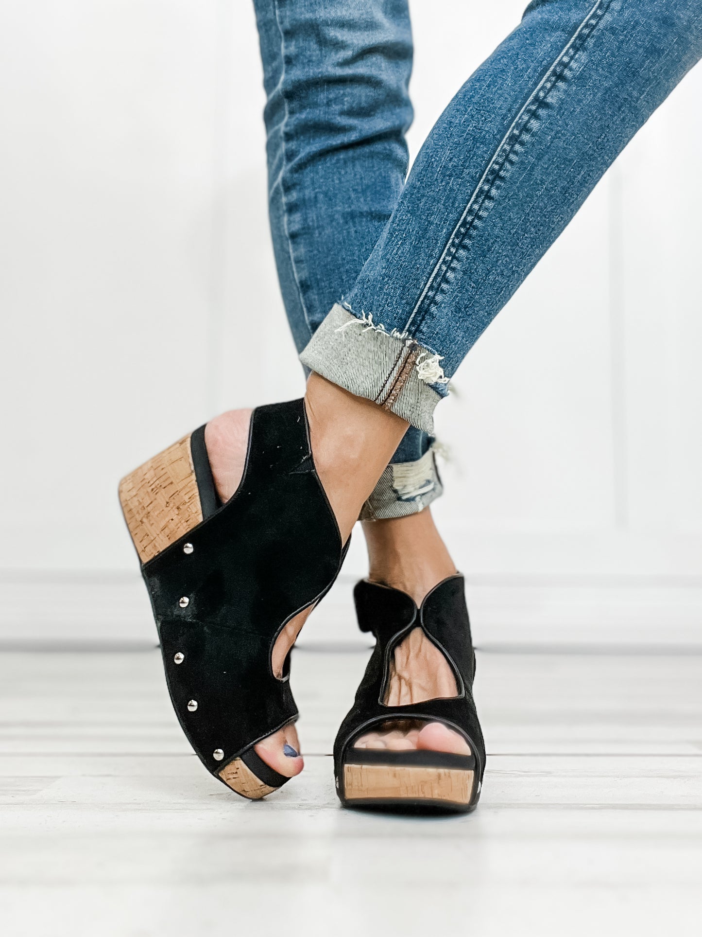 Corkys Frisky Wedge Sandals in Black