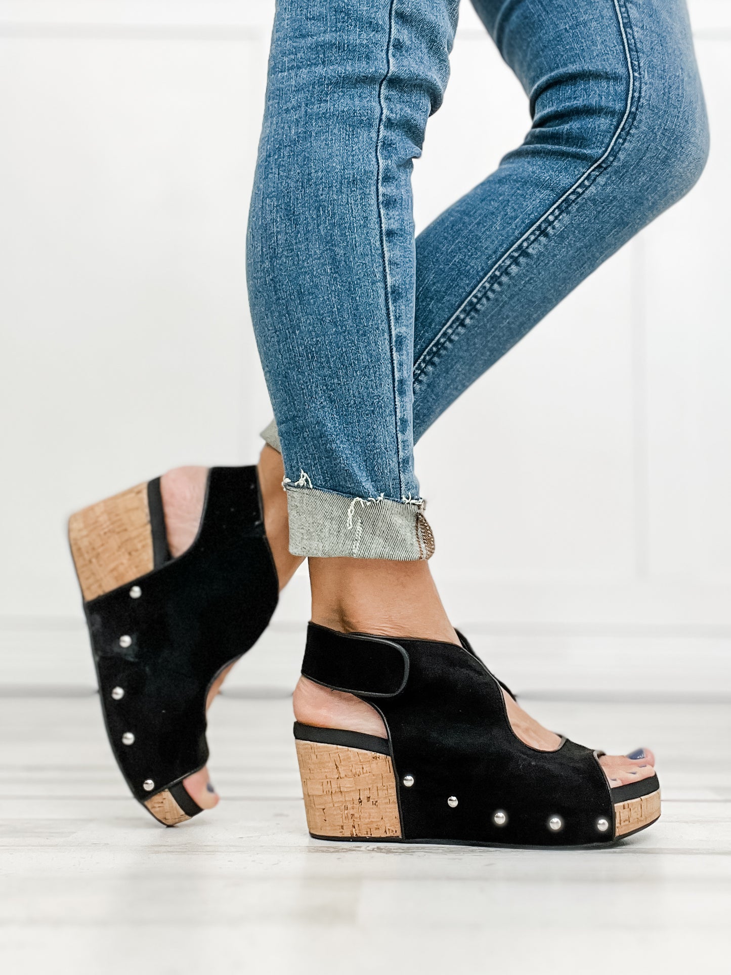 Corkys Frisky Wedge Sandals in Black