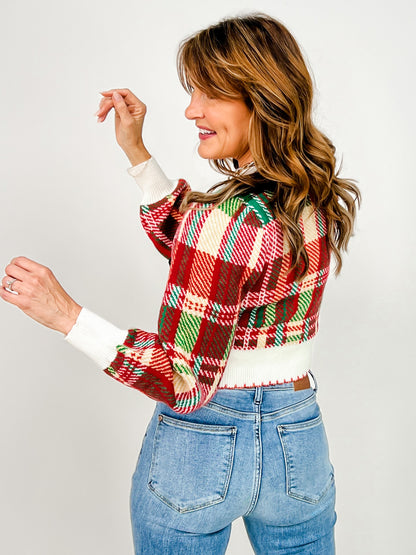 Velvet Bow Ribbon Embellished Christmas Cardigan