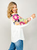 Floral Contrast Loose Fit Long Sleeve Top