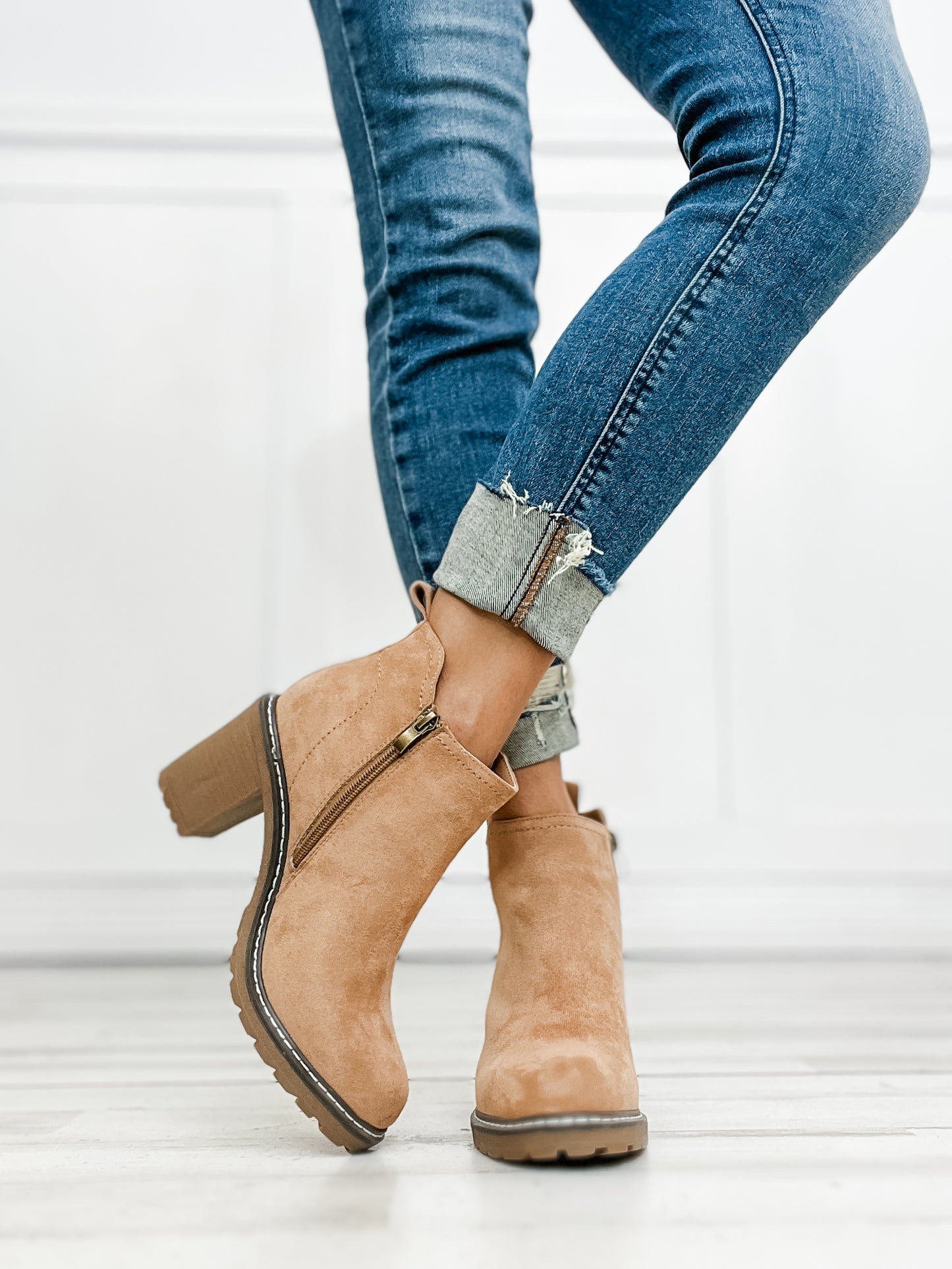 Corkys BITE ME Booties in Camel Faux Suede