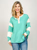 Long Sleeve Color Block Button Front Top
