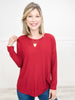 Long Sleeve Ribbed Top with Rounded Hemline