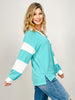 Long Sleeve Ribbed V-Neck Top with Collar