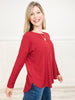 Long Sleeve Ribbed Top with Rounded Hemline